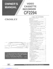 Crosley CF2294 Owner's Manual