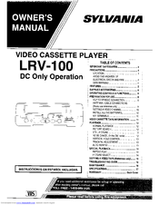 Sylvania LRV100 Owner's Manual