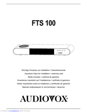 AUDIOVOX FTS 100 Manual
