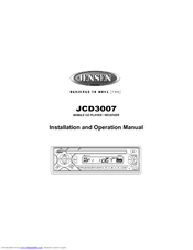 Jensen JCD3007 Installation And Operation Manual