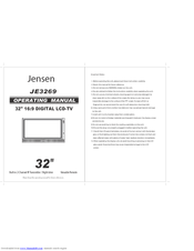 Jensen JE3269 Operating Manual