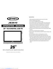Jensen JE2610 Operating Manual