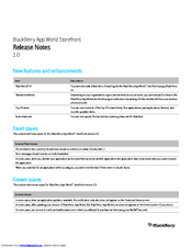 BLACKBERRY APP WORLD STOREFRONT 2.0 - RELEASE NOTES Release Note