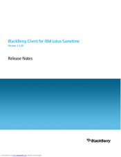 BLACKBERRY CLIENT FOR IBM LOTUS SAMETIME - S V.2.5.20 Release Note