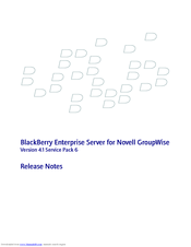 BLACKBERRY ENTERPRISE SERVER FOR NOVELL GROUPWISE - - MAINTENANCE RELEASE NOTES Release Note