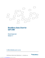 BLACKBERRY Sales Client for SAP CRM Getting Started Manual