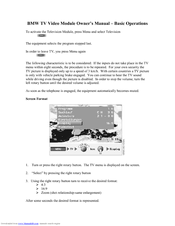 BMW TV VIDEO MODULE Manual