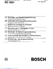 Bosch RC 4001 Montage Und Bedienungsanleitung Manual