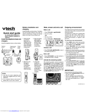Vtech Three Handset Cordless Phone System with Digital Answering Device and Caller ID Quick Start Manual
