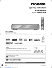 Panasonic DMPBD10A - BD/DVD PLAYER Operating Instructions Manual