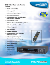 Philips Magnavox DVD865AT Specifications