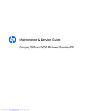 HP Compaq 500B Microtower Maintenance And Service Manual