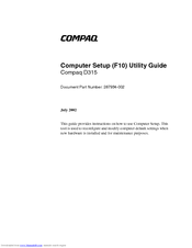 Compaq D315 - Desktop PC Setup Utility Manual