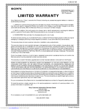 Sony DVP-CX777ES/B - Dvd/sa-cd/cd Changer Limited Warranty