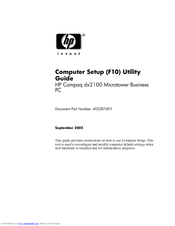 HP dx2100 - Microtower PC Utility Manual