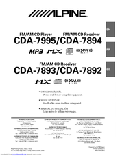 Alpine 7893 - CDA Radio / CD Player Owner's Manual