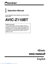Pioneer Z110BT - AVIC - Navigation System Operation Manual