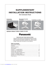 Panasonic FV-05-11VF2 Supplementary Installation Instructions