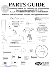 Hunter 20775 Parts Manual