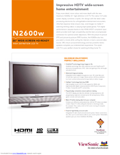 ViewSonic N2600W Specifications