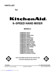 Kitchenaid KHM9PER - Hand Mixer Parts List