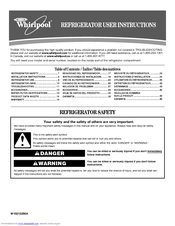 WHIRLPOOL G9IXEFMWS - 19 cu. Ft. Refrigerator Manual