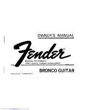 FENDER BRONCO GUITAR Manual