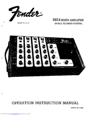 FENDER MA4 MIXER Manual