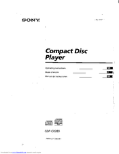 Sony CDP-CX260 - 200 Disc Cd Changer Operating Instructions Manual