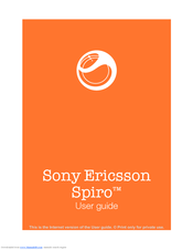 Sony Ericsson Spiro User Manual