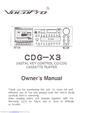 VocoPro CDG-X3 Owner's Manual