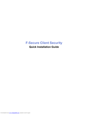 F-Secure CLIENT SECURITY 9.00 - QUICK Quick Installation Manual