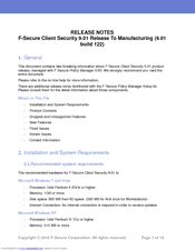 F-SECURE CLIENT SECURITY 9.01 - S Release Note