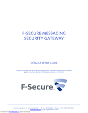 F-SECURE MESSAGING SECURITY GATEWAY - Installation Manual