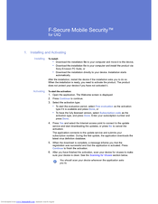 F-SECURE MOBILE SECURITY FOR UIQ - Quick Manual