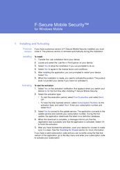 F-SECURE MOBILE SECURITY FOR WINDOWS MOBILE - Quick Manual