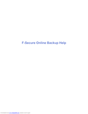 F-Secure ONLINE BACKUP - HELP Manual