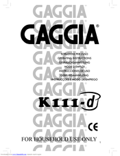 GAGGIA KIII-D Operating Instructions Manual