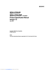 Sony SDX-570V/RP Product Specifications Manual