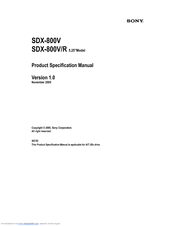 Sony SDX-800V/R Product Specifications Manual