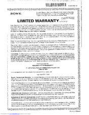 Sony NWZ-A728PNKBB Limited Warranty
