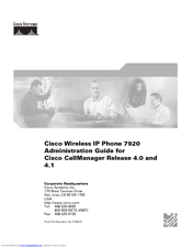 Cisco 7920 - Unified Wireless IP Phone VoIP Administration Manual