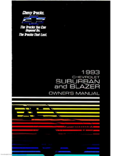 CHEVROLET SUBURBAN and BLAZER 1993 Owner's Manual