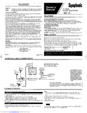 Symphonic WF-13 Owner's Manual