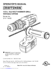 Craftsman 11543 - C3 19.2 Volt Cordless Hammer Operator's Manual
