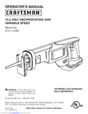 Craftsman 11579 - C3 19.2 Volt DieHard Reciprocating Saw Operator's Manual