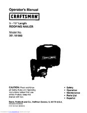 Craftsman 18180 - to Coil Roofing Nailer Operator's Manual