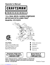 Craftsman 21221 - 12 in. Sliding Dual Bevel Compound Miter Saw Operator's Manual