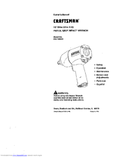 Craftsman 9-19905 - 1/2dr 1/4npt 500ft/lb Sq Dr Impact Wrench Owner's Manual