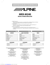 Alpine MRX-M240 Owner's Manual